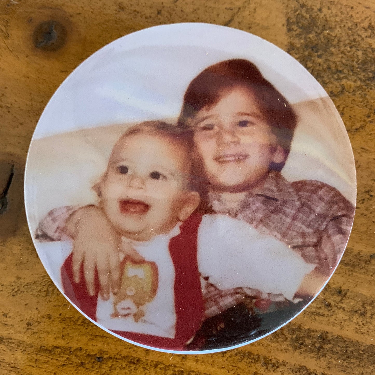 Sibling love.  These two are 30 something now.  What a treat for their mom.